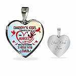 Daddy's Girl I Used To Be His Angel Red Cardinals Heart Pendant Necklace - Cardinals Father Daughter Necklace - Heart Luxury Necklace (Silver)