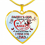 Daddy's Girl I Used To Be His Angel Butterflies Heart Pendant Necklace - Butterfly Father Daughter Necklace - Heart Luxury Necklace (Gold Plated)