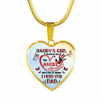 Daddy's Girl I Used To Be His Angel Butterflies Heart Pendant Necklace - Butterfly Father Daughter Necklace - Heart Luxury Necklace (Gold Plated)