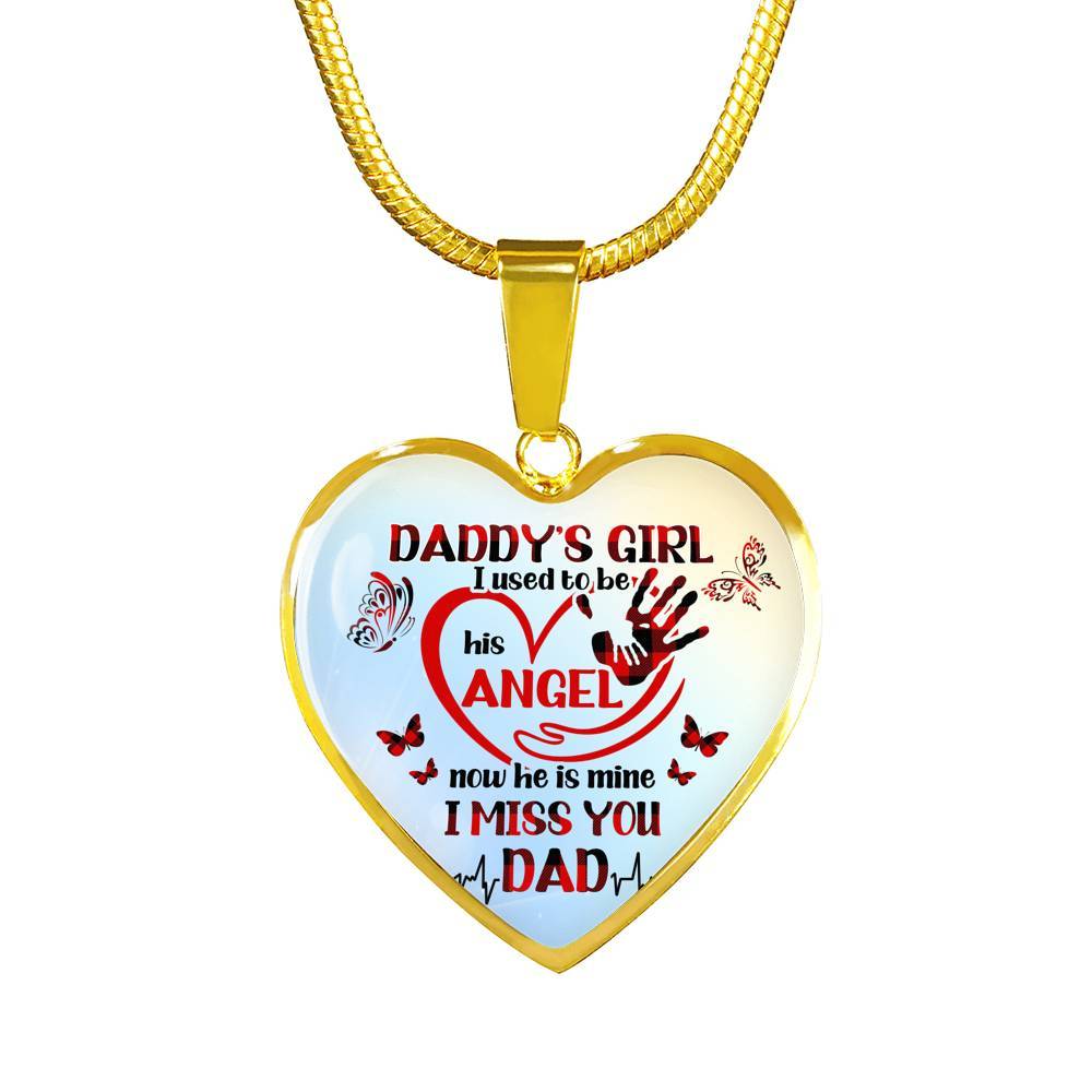 Daddy's Girl I Used To Be His Angel Butterflies Heart Pendant Necklace - Butterfly Father Daughter Necklace - Heart Luxury Necklace (Gold Plated)