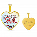 Daddy's Girl I Used To Be His Angel Butterflies Heart Pendant Necklace - Butterfly Father Daughter Necklace - Heart Luxury Necklace (Gold Plated)