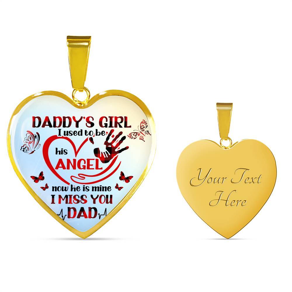 Daddy's Girl I Used To Be His Angel Butterflies Heart Pendant Necklace - Butterfly Father Daughter Necklace - Heart Luxury Necklace (Gold Plated)