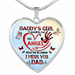 Daddy's Girl I Used To Be His Angel Butterflies Heart Pendant Necklace - Butterfly Father Daughter Necklace - Heart Luxury Necklace (Silver)
