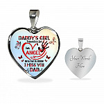 Daddy's Girl I Used To Be His Angel Butterflies Heart Pendant Necklace - Butterfly Father Daughter Necklace - Heart Luxury Necklace (Silver)
