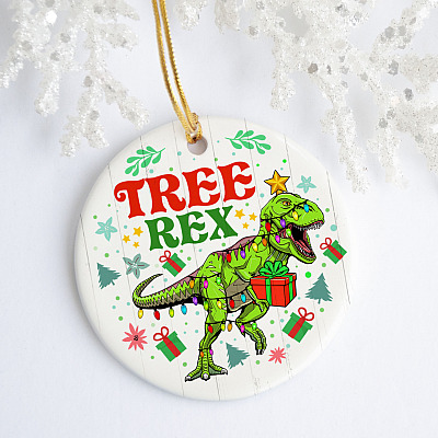 Alternative view of Tree Rex Dinosaur Christmas Ornament - Funny T-rex Xmas Ornament - Tyrannosaurus Rex Ornament