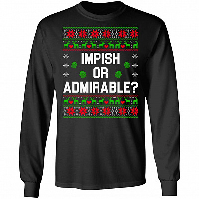 Impish or Admirable Belsnickel the Office Funny Christmas Ugly Christmas Sweater Long Sleeve, Black, Long Sleeve