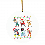 Dabbing Santa Elf Buddy with Friends Funny Christmas Holiday Flat Circle Ornament Keepsake, White, Circle Ornament