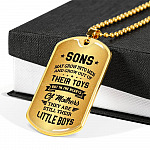 Sons May Grow into Men but in the Hearts of Mothers They Are Still Their Little Boys Dog Tag Pendant Necklace - Dog Tag (Gold Plated)