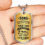 Sons May Grow into Men but in the Hearts of Mothers They Are Still Their Little Boys Dog Tag Pendant Necklace - Dog Tag (Silver)