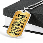 Sons May Grow into Men but in the Hearts of Mothers They Are Still Their Little Boys Dog Tag Pendant Necklace - Dog Tag (Silver)