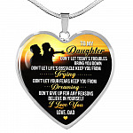 From Dad To My Daughter Don't Let Today Trouble Bring You Down Daughter Gift Heart Pendant Necklace - Heart Luxury Necklace (Silver)