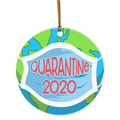 Earth Wearing Mask Quarantine 2020 Decorative Christmas Ornament - Holiday Flat Circle Ornament, White, Circle Ornament