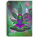 Alien Take Cigar And Drug Trippy Psychedelic Gallery Canvas Prints - Unframed Poster - Home Decor Wall Art, White, 0.75'' Framed Canvas