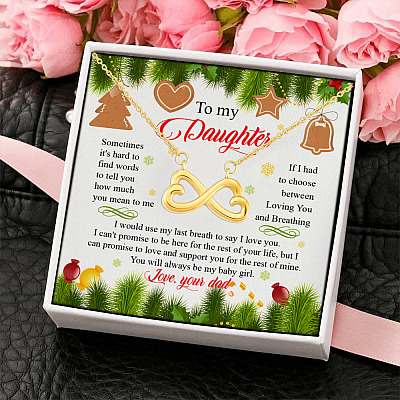 Alternative view of Dad To Daughter Sometimes It's Hard To Find Words To Tell You Christmas Infinity Heart Pendant Necklace
