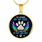No Longer By My Side But Forever In My Heart Pet Memorial Circle Pendant Necklace - Pet Memorial Jewelry - Circle Luxury Necklace (Gold Plated)
