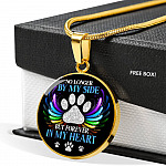 No Longer By My Side But Forever In My Heart Pet Memorial Circle Pendant Necklace - Pet Memorial Jewelry - Circle Luxury Necklace (Gold Plated)