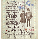 Husband to My Wife I Didn't Marry You So I Could Live with You - Love Air Mail Fleece Blanket - Mink Sherpa Blanket, White, Cozy Plush Fleece Blanket - 50x60