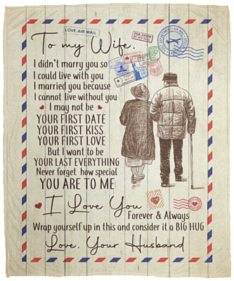 Husband to My Wife I Didn't Marry You So I Could Live with You - Love Air Mail Fleece Blanket - Mink Sherpa Blanket, White, Cozy Plush Fleece Blanket - 50x60