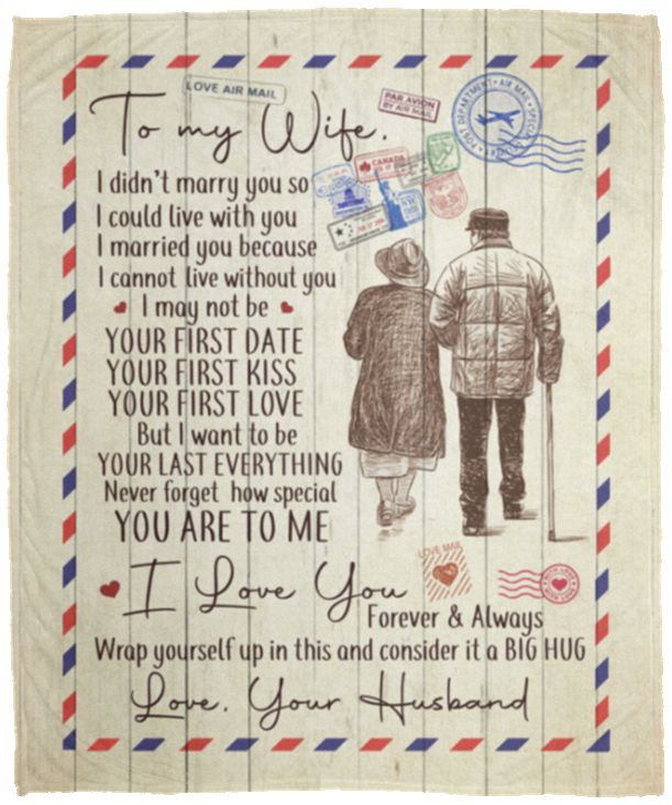 Husband to My Wife I Didn't Marry You So I Could Live with You - Love Air Mail Fleece Blanket - Mink Sherpa Blanket, White, Cozy Plush Fleece Blanket - 50x60