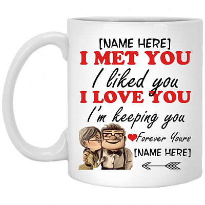 Personalized Couple Gifts I Met You I Liked You Ceramic Coffee Mug - Beer Stein - Water Bottle - Color Changing Mug, White, 11 oz. White Mug