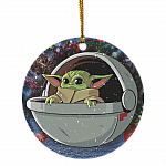 Baby Yoda Funny Christmas Ornament Keepsake - Circle Ornament, White, Circle Ornament