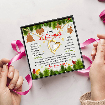 Mom To Daughter Sometimes It's Hard To Find Words To Tell You Christmas Forever Love Pendant Necklace