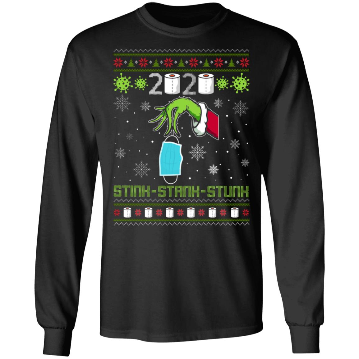 2020 Stink Stank Stunk Ugly Christmas Hoodie - Sweatshirt - Long Sleeve Shirt, Black, Long Sleeve