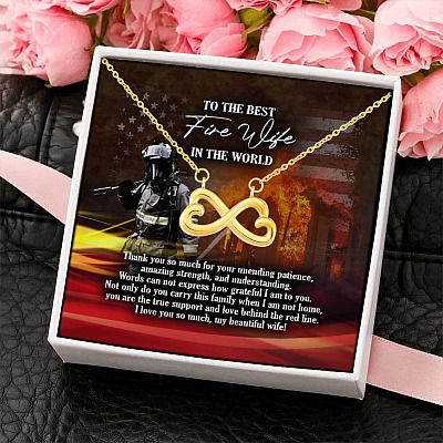 To The Best Fire Wife Thank You So Much For Unending Patience I Love You So Much Infinity Heart Pendant Necklace