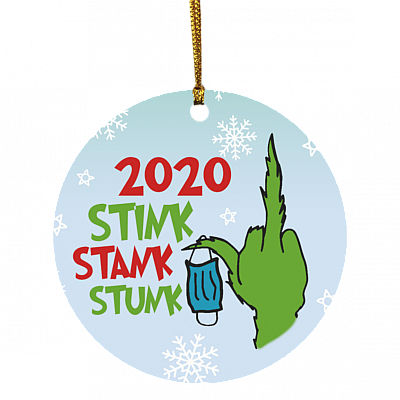 Green Hand Stink Stank Stunk Funny Christmas Decorative Ornament - Holiday Flat Circle Ornament, White, Circle Ornament