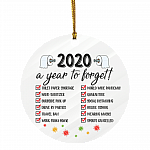 A Year To Remember The New Normal 2020 Christmas Decorative Ornament - Holiday Flat Circle Ornament, White, Circle Ornament