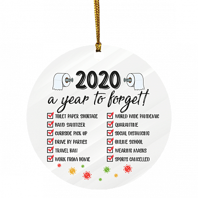 A Year To Remember The New Normal 2020 Christmas Decorative Ornament - Holiday Flat Circle Ornament, White, Circle Ornament