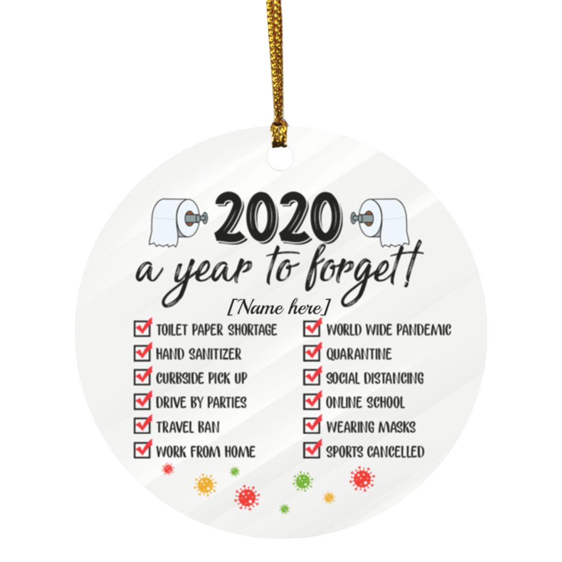 A Year To Remember The New Normal 2020 Personalized Christmas Ornament - Flat Circle Ornament, White, Circle Ornament