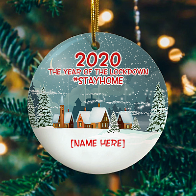 Alternative view of Personalized 2020 The Year Of The Lockdown StayHome Quarantine Christmas Ornaments Flat Circle Ornament