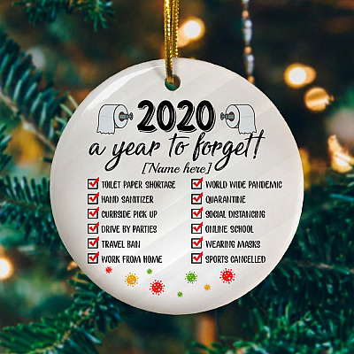 Alternative view of A Year To Remember The New Normal 2020 Personalized Christmas Ornament - Flat Circle Ornament
