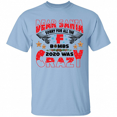 Dear Santa Sorry For All The F-Bombs 2020 Was Crazy T-Shirt - Funny Christmas 2020 T-Shirt, Light Blue, Unisex T-Shirt