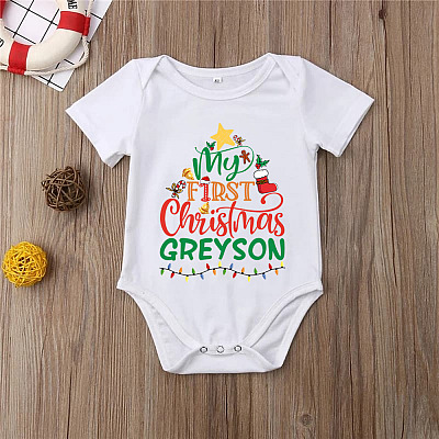 Alternative view of Personalized My First Christmas Baby Onesie - Baby Infant Bodysuit - Cute Baby's First Christmas Onesie