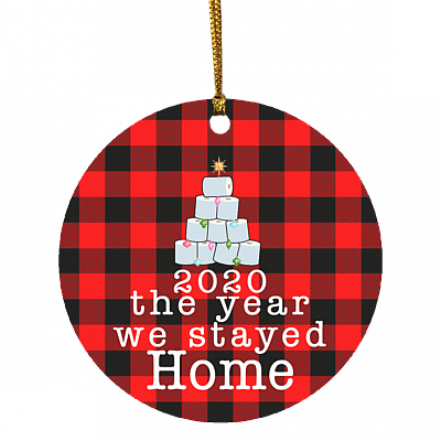 2020 the Year We Stayed Home Quarantine Christmas Ornaments Holiday Flat Circle Ornament, White, Circle Ornament