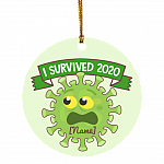 Personalized I Survived 2020 Quarantined Circle Ornament - Holiday Pandemic Lockdown Gift, White, Circle Ornament