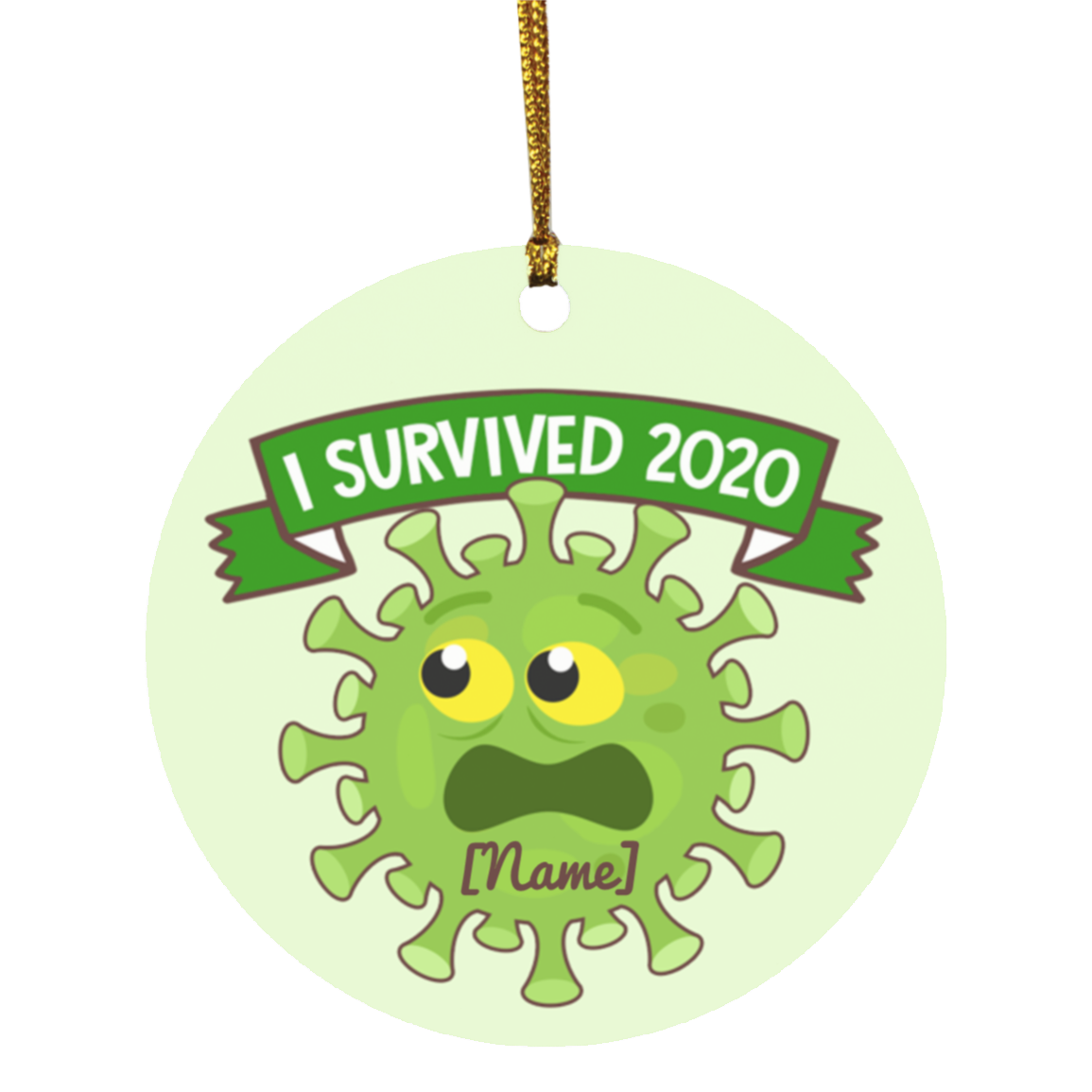 Personalized I Survived 2020 Quarantined Circle Ornament - Holiday Pandemic Lockdown Gift, White, Circle Ornament