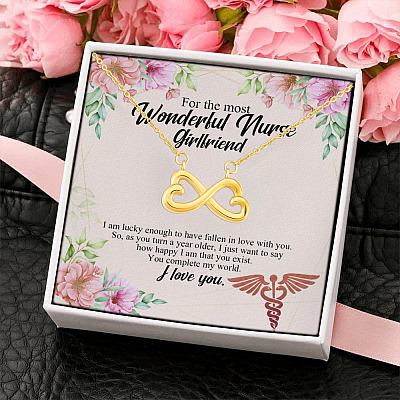 For The Most Wonderful Nurse Girlfriend You Complete My World I Love You Infinity Heart Pendant Necklace