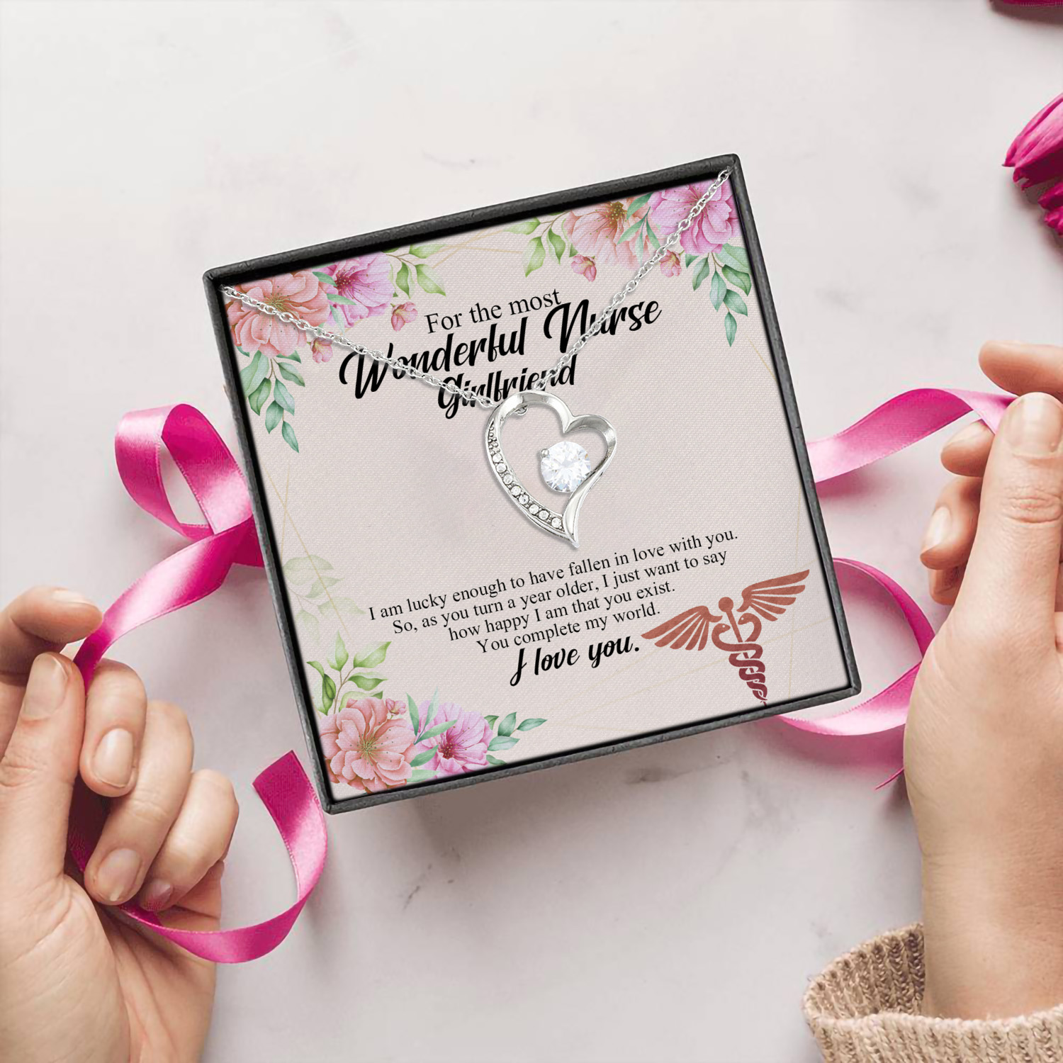 6Th. Wonderful Nurse(5) Forever Love Necklace (Silver) 5