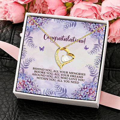 Alternative view of Congratulations Behind You All Your Memories Before You All Your Dreams Forever Love Pendant Necklace