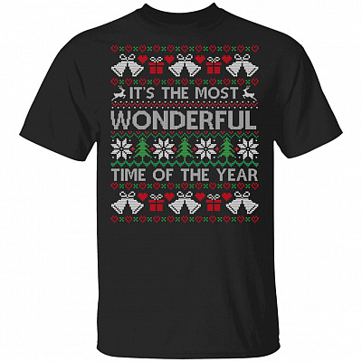It's The Most Wonderful Time Of The Year Ugly Christmas T-Shirt - Ugly Christmas T-Shirt, Black, Unisex T-Shirt