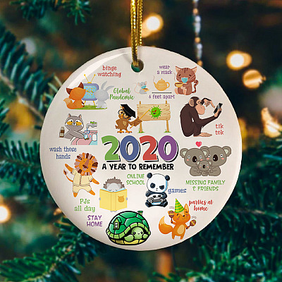 Alternative view of 2020 A Year To Remember Online School Circle Christmas Ornament Keepsake - Online School Holiday Flat Ornament