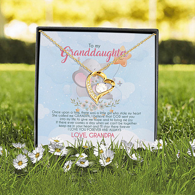 Alternative view of Grandpa To My Granddaughter Once Upon A Time There Was A Little Girl Forever Love Pendant Necklace
