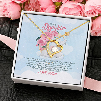 Mom To My Daughter Once Upon A Time There Was A Little Girl Forever Love Pendant Necklace