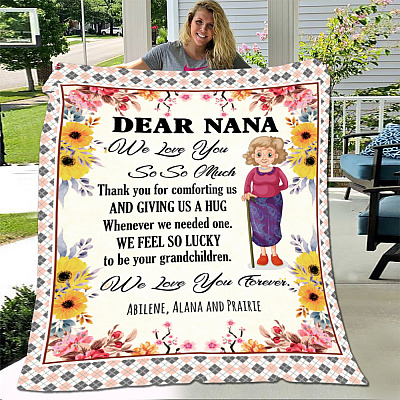 Alternative view of Personalized Dear Nana We Love You So So Much Fleece Blanket - Premium Mink Sherpa Blanket - Woven Blanket