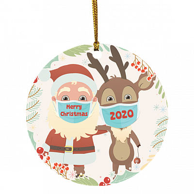 Merry Christmas 2020 Pandemic Circle Ornament Keepsake - Funny 2020 Pandemic Circle Ornament, White, Circle Ornament