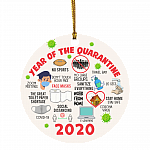 2020 Year of Quarantine Funny Pandemic Christmas Holiday Flat Circle Ornament Keepsake, White, Circle Ornament