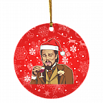 Dicaprio Santa Christmas Ornament - Meme Christmas Ornament - Ugly Christmas Ornament - Holiday Xmas Gifts, White, Circle Ornament